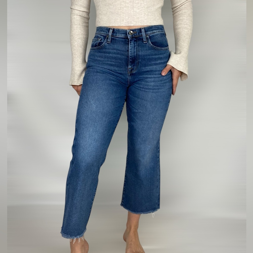 SPLENDID Cropped Wide Leg Raw Hem Denim Jean High Waisted‎ Stretch Casual